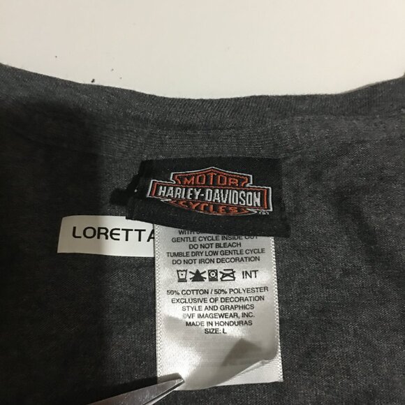 Harley Davidson Womens Large T-Shirt Motorcycle Biker Gray Roma Italy - Picture 4 of 10